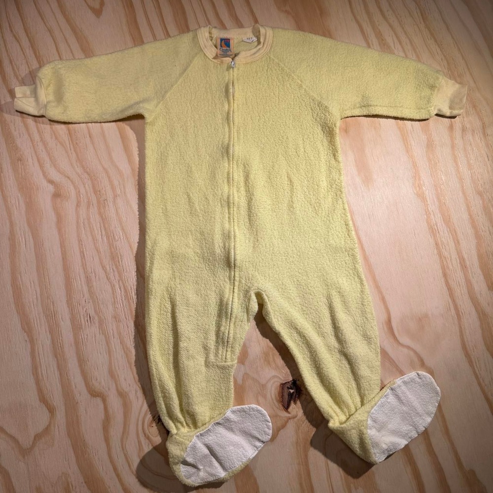 Vintage Carters Yellow Fleece Footed Pajamas Sleeper Made in USA Size 3T 3 Yr